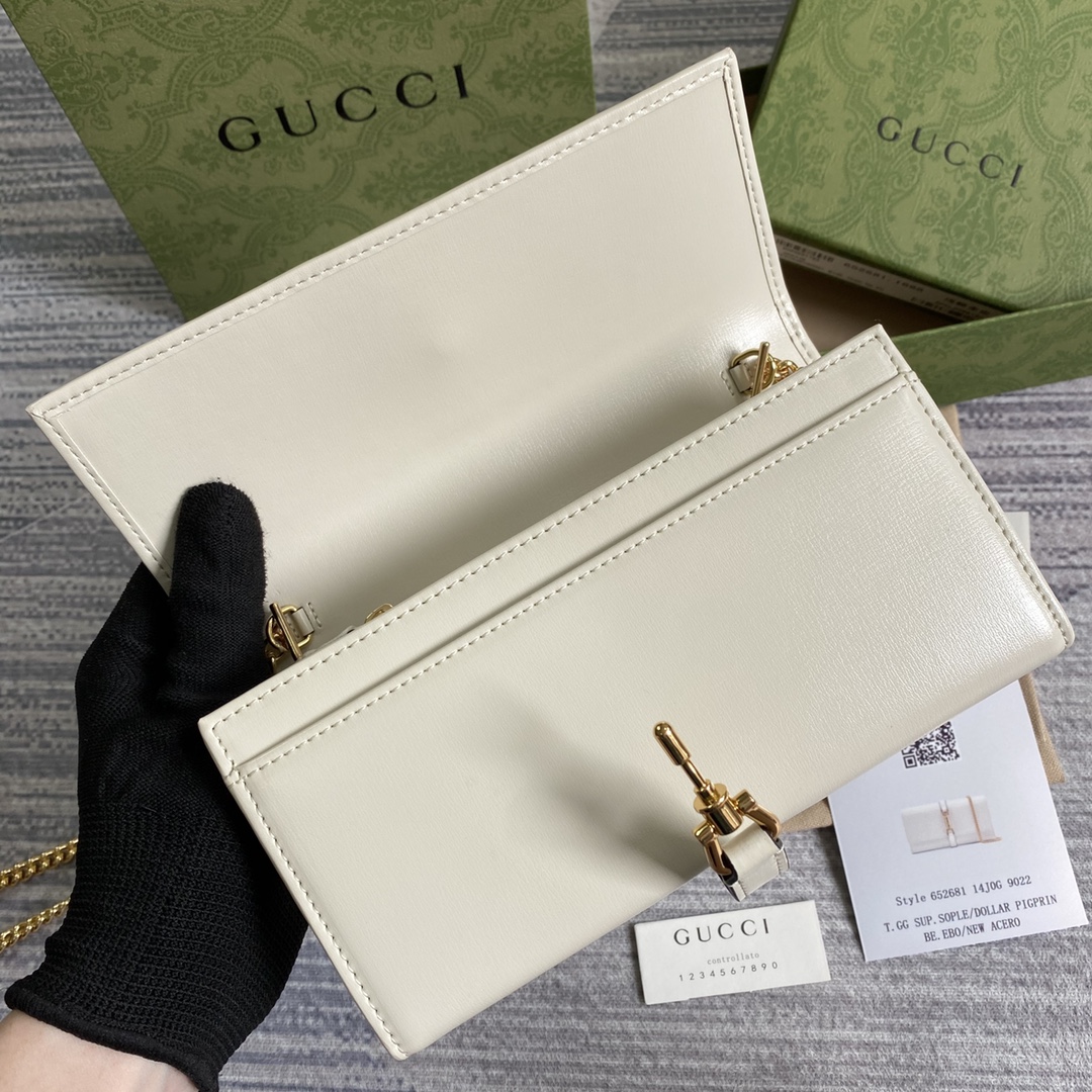 Gucci Jackie 1961 Chain Wallet 652681 White